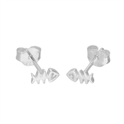Sterling Silber Fischgräten Ohrstecker Katzenfutter Kätzchen Kätzchen Fisch