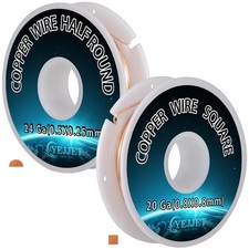 2 Pack Fine And Standard Copper Wire Set 24Ga Half Round 20Ga Square Beading