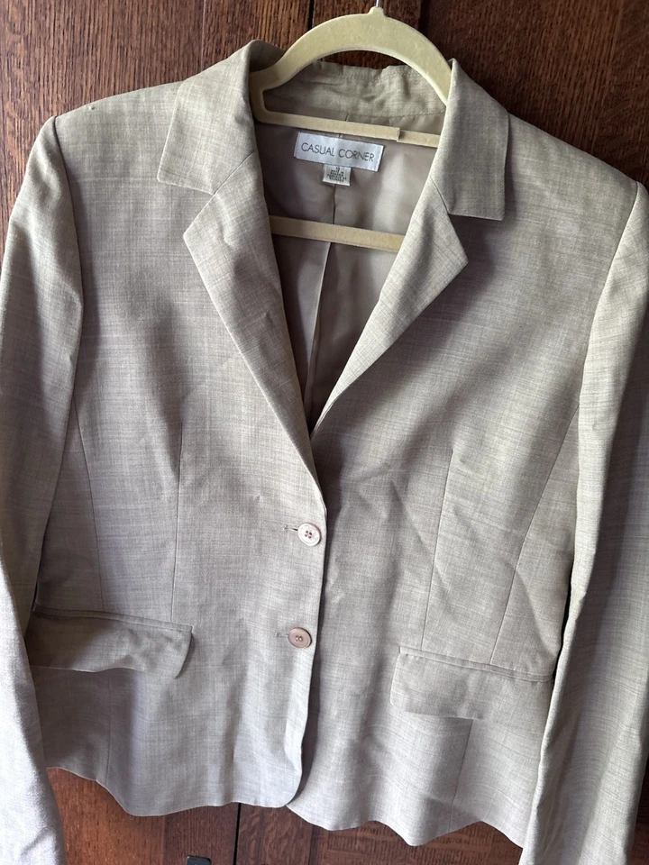 Blazer vintage informal de esquina para mujer talla 10 tostado chaqueta de 2 botones Foto 3 de 4