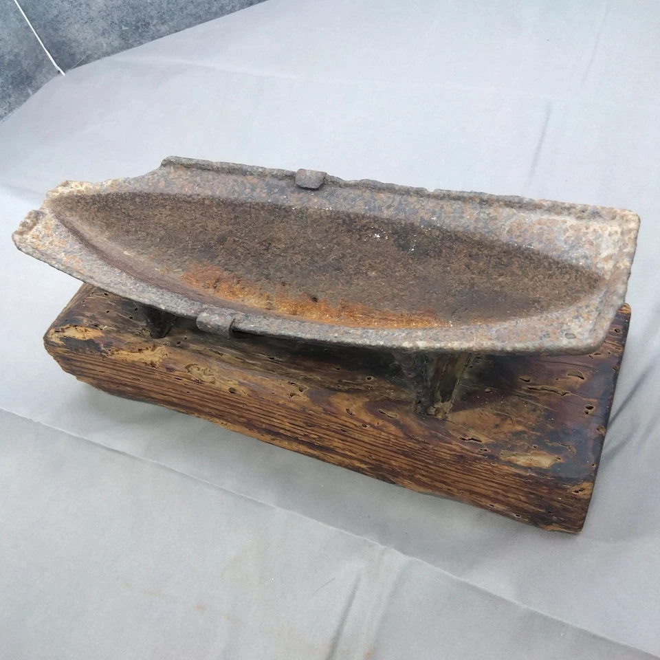 Antigua herramienta japonesa de fitoterapia de mortero Yagen de hierro L13,0 pulgadas Foto 3 de 4