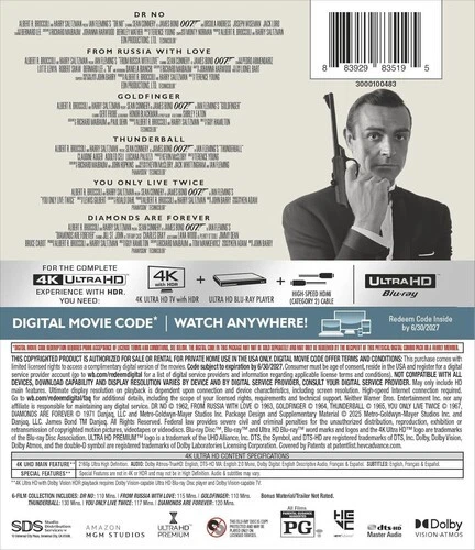 James Bond: Sean Connery 6-Film Collection [New 4K UHD Blu-ray] 4K Mastering, - Image 2 of 2