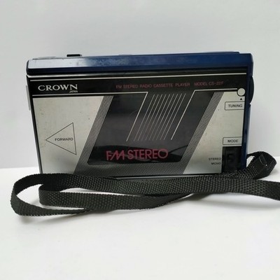 Crown CS-22F portable FM stereo radio cassette player Blue Vintage PARTS REPAIR