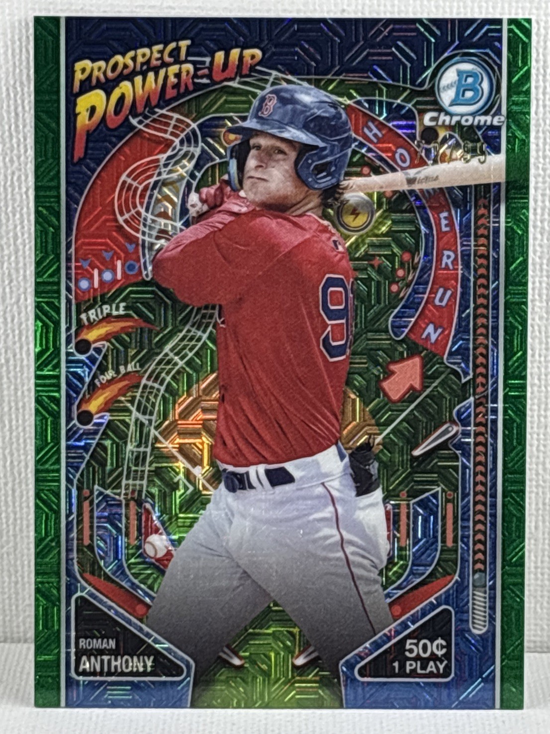 Roman Anthony Prospect Power Up Green Mojo Refractor/99 2024 Bowman PP-13 Hot!
