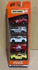 1998 5 Pack Gift Set Of Coca Cola Matchbox Cars Mattel Wheels # 35999 NIB Vtg