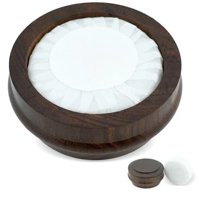 HARYALI LONDON Wooden Shaving Bowl & soap with Lid, Compact, Durable, Elegant Shave Bowl