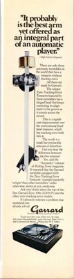Garrard Vintage Print Ad 1974 Zero Tracking Error Tonearm Turntable