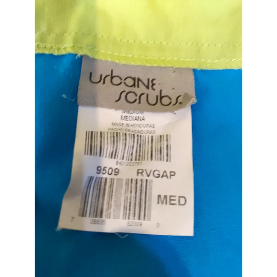 Blusa Médica Urbane para Mujer Talla Mediana Azul Verde Borde Mezcla de Algodón Foto 4 de 4