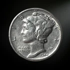 1944 P Philadelphia Mercury Silver Dime About Uncirculated (AU)