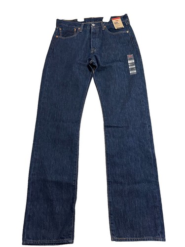 Herren Levi’s 501 Original Button Fly Jeans Dunkelblau Neu 32x34 Neu mit Etikett - Bild 1 von 10