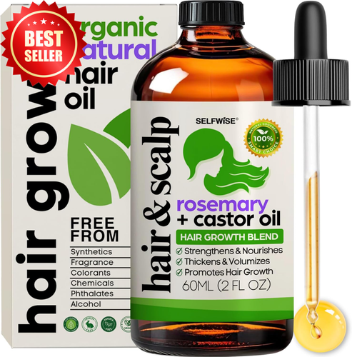 Organic Rosemary Castor Hair Oil Argan Coconut Jojoba Vitamin E Growth Serum 80 - Picture 11 of 12