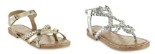 GIRLS' Joe Boxer Piper Silver Nora or Kora  or Gold Cora, Metallic Flat Sandal, 