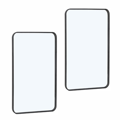 24'' x 36'' 2PCS Black Metal Framed Bathroom Mirror Rectangular Wall Mount Mirror