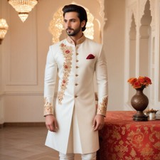 Men Sherwani Indian Ethnic Indo Western One Embroidery for Wedding Kurta Pyjama