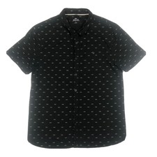 Mossimo Men's Short Sleeve B/Up Shirt Size Large Black Patterned Casual Mensear