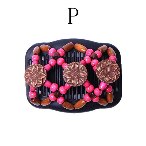 Vintage Retro Women Wooden Beads Magic Hair Comb Hairpin Hair Clip Double Slide - Picture 40 of 46