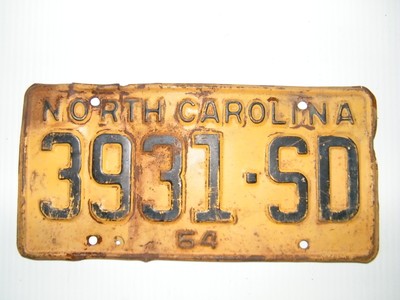 North Carolina License Plate 1964 Antique Vintage Plate Rat Rod Classic Car Ebay