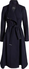 NEW, Ted baker Roseika Flared Wool Blend Coat in Navy SZ 6 US XXL #W154