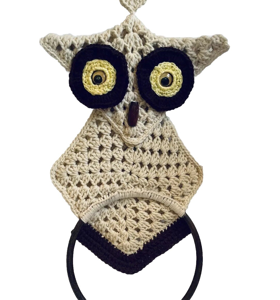 Rack Holder Crochet Macrame & Wood Kitsch Bathroom
