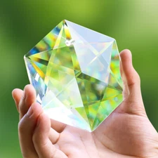 100MM Hexagonal glass crystal prism large satellite Colorful Home Decoration