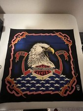 Harley Davidson Bandana Handkerchief Vintage Eagle American Flag Made In USA