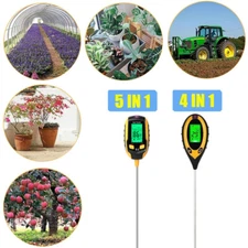5 in 1 LCD Digital PH Soil Tester Plant Lawn Water Moisture Temperature Meter US