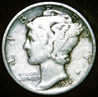 1935 P MERCURY DIME  90% SILVER