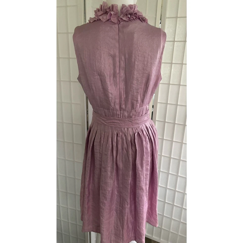 Maggy L Women’s Pink Ruffled Pleated Belted Cocktail Party Evening Dress Size 10 - Image 3 of 4