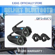 EJEAS Q8 Motorcycle Bluetooth 5.1 Intercom Mesh 3.0 Headset Handle 2Pc