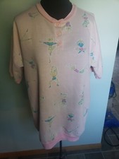 Vintage 80s Women  s Oversized Short sleeve sweatshirt Work out Aerobics LARGE