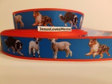 Grosgrain Ribbon Border Collie Australian Shepherd Dogs Sheep Herding Trials 1"