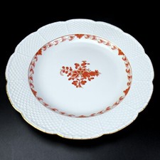 Meissen Porzellan Teller Kuchenteller Form Neuosier Indische Malerei Orange 19cm