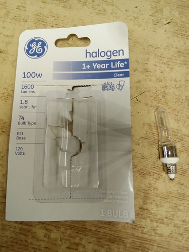 GE Hal. Clear 100w 1600 Lumens T4 Bulb Type E11 Base 120 Volts - Picture 3 of 7