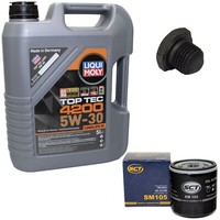 MotoröL Set 5W-30 5 Liter + ÖLfilter SM 105 + Schraube FüR Daewoo Opel Saab 900