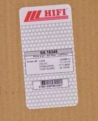 Air Filter SA16349 for Volvo part#1111016 & CASE part#249988