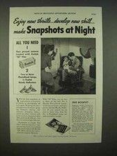 1938 Kodak SS Film Ad - Snapshots at Night