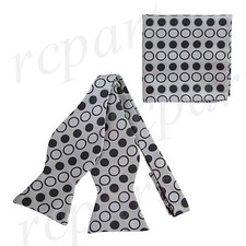 New formal Men's Self-tied Bow Tie  Hankie Polka dots Black gray wedding