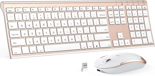 Wireless Keyboard and Mouse Combo, 2.4Ghz Ultra-Slim Aluminum Rechargeable Keybo