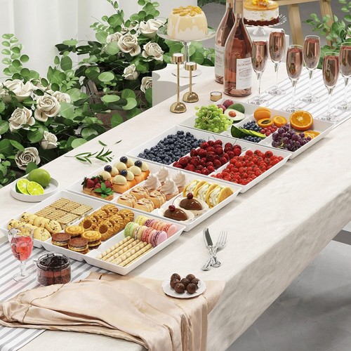 4 - PCS 15" x 10" Divided Serving Tray - White,for Party Food in Kitchen (etc.) - Picture 44 of 45