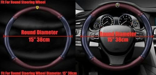 38cm 15" Steering Wheel Cover Faux Leather For Acura Carbon Fiber + Black Foto 3 de 4