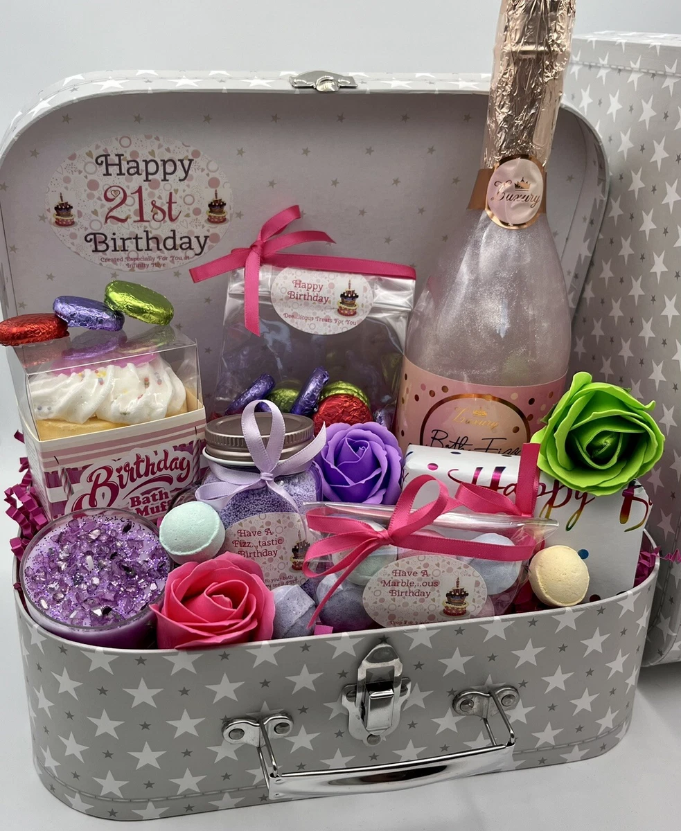 21st Birthday Gift for Her Ladies Pamper Hamper Box Bath Bombs Chocolate Cremes