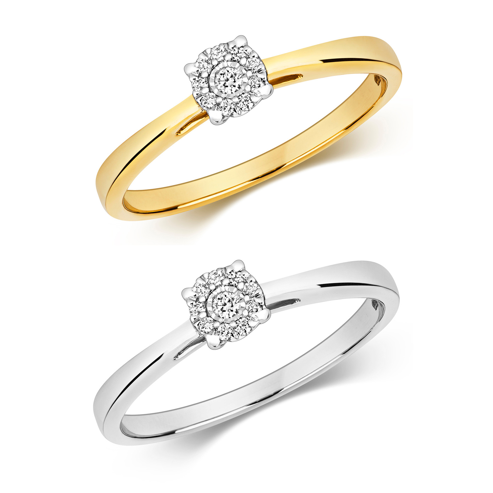 Bague de fiançailles diamant 0.06 carat en or blanc 9 carats, le cadeau romantique idéal