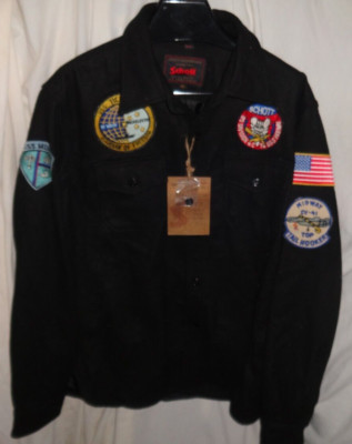 Vintage SCHOTT Wool Patch Button Jacket Intermediate USAF CPO USS Midway CV-41