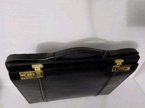 Vtg FRANZEN Briefcase Top Grain Leather Suede Lined Combo Lock Romania 13x17” - Picture 3 of 15