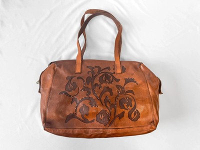 Campomaggi Bauletto Grande Cognac Leather Shoulder Tote Bag w Detachable Strap