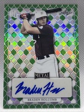 2022 LEAF PERFECT GAME SHOWCASE BRADEN HOLCOMB GREEN REFRACTOR AUTO 4/4
