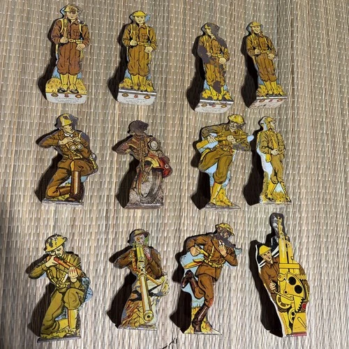 12 pc Marx Metal Toy Soldier Tin Litho Vintage Old Military Toys