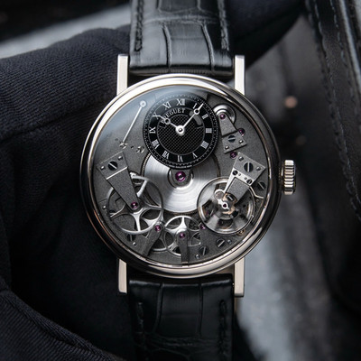 Breguet Tradition 7027BB White Gold Power Reserve Grey Black Dial Leather Watch