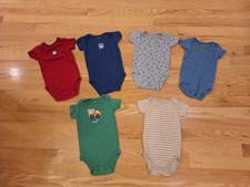 Baby Boys 6pc lot 0-3m newborn clothes short sleeve Bodysuits Carters 100 Cotton