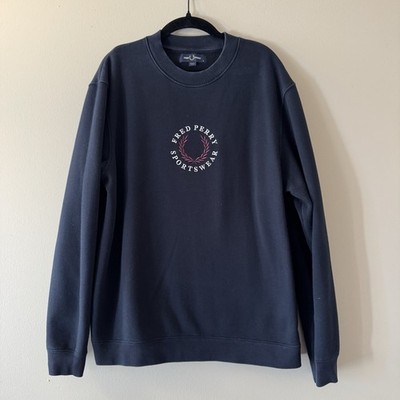 Fred Perry Sportswear Crewneck Sweatshirt Navy Blue Medium