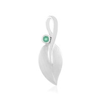 Cavill Smaragd SilberanhäNger 0,20Ct Rundschliff 925 Silber Blatt Design